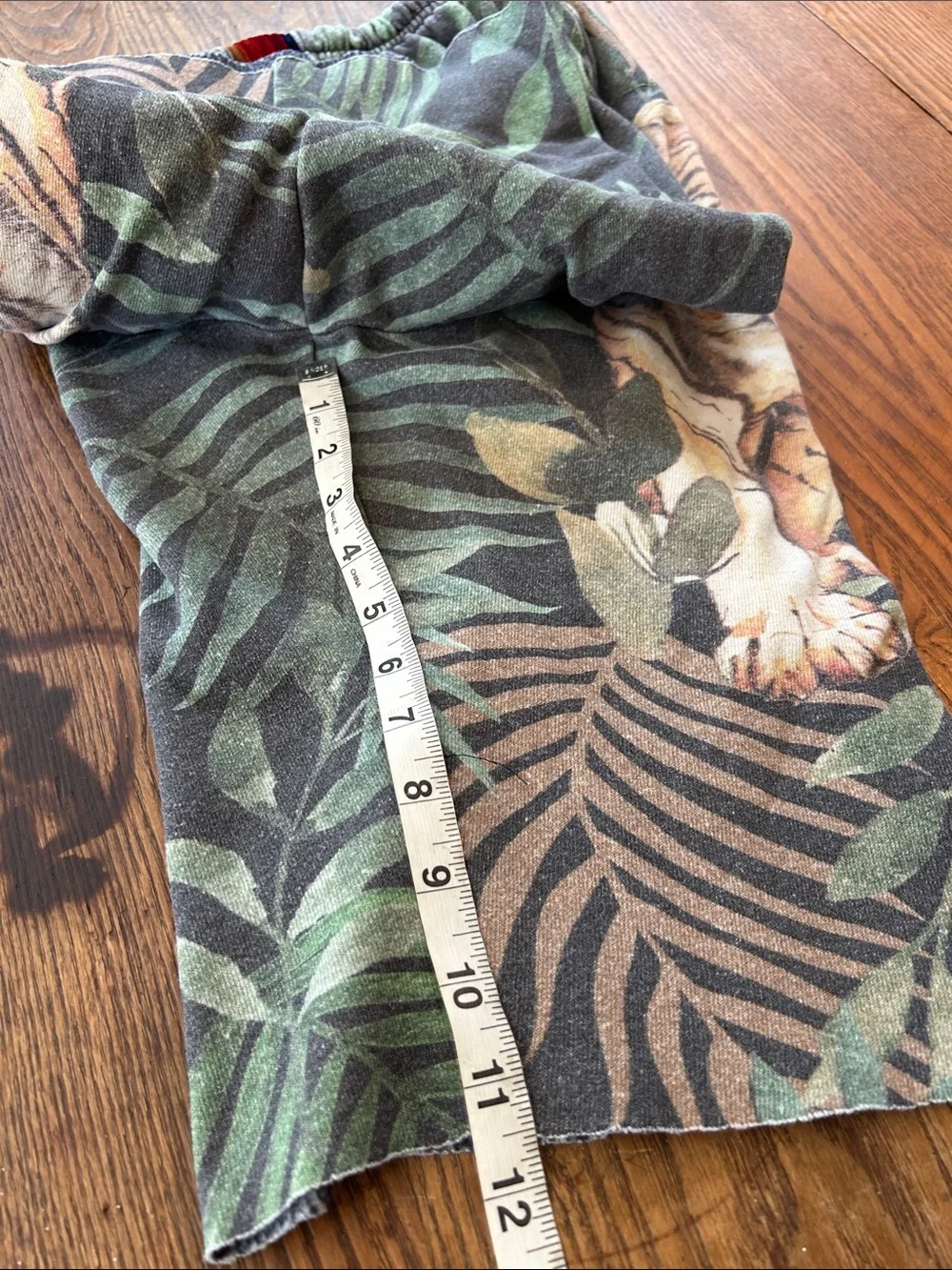Aviator Nation Green Tropical Tiger Print Unisex Shorts with Red Accent - Picture 12 of 16